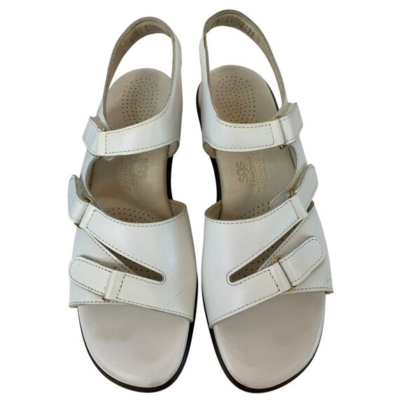 SAS Womens Tabby White Leather Adjustable Comfort Sandals Size 8N EUC M10097 - Picture 2 of 13